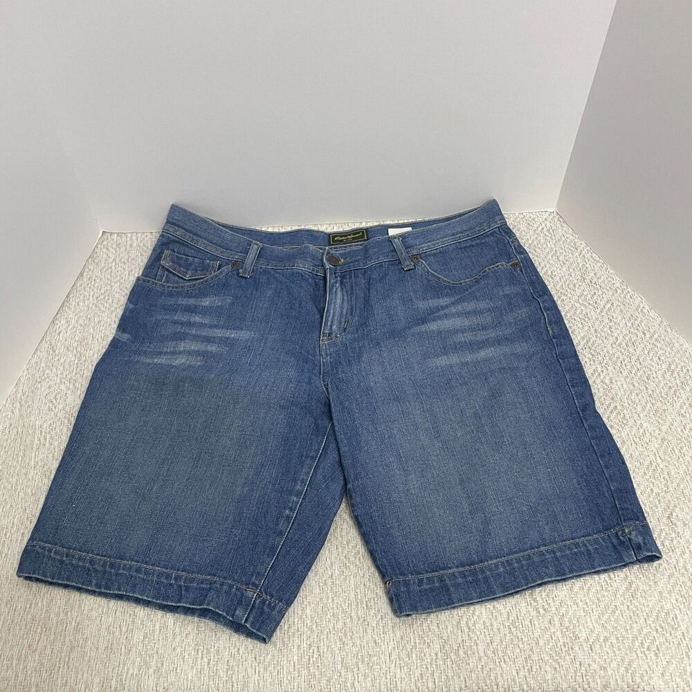 Eddie Bauer Womens  14 Medium Wash Specially Dyed Denim Shorts